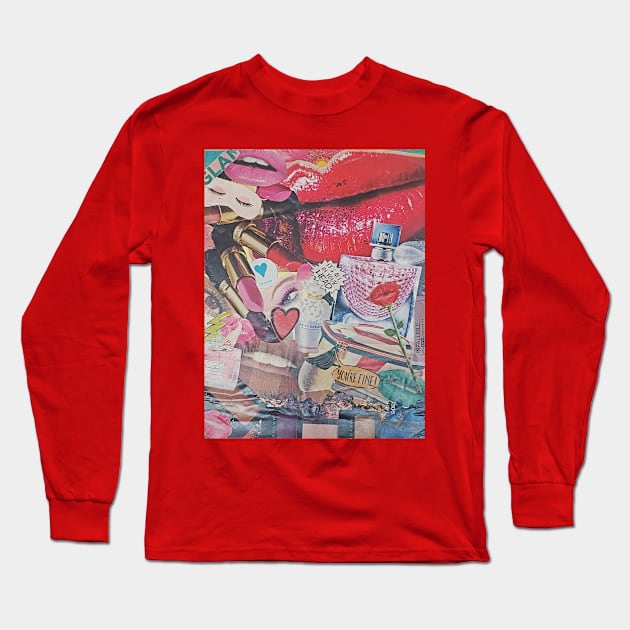 Makeup Collage Long Sleeve T-Shirt by MHS Art